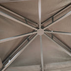 Garden Gazebo with Mosquito Net, Double Roof and Metal Frame, 3.7x3m Brown and Beige