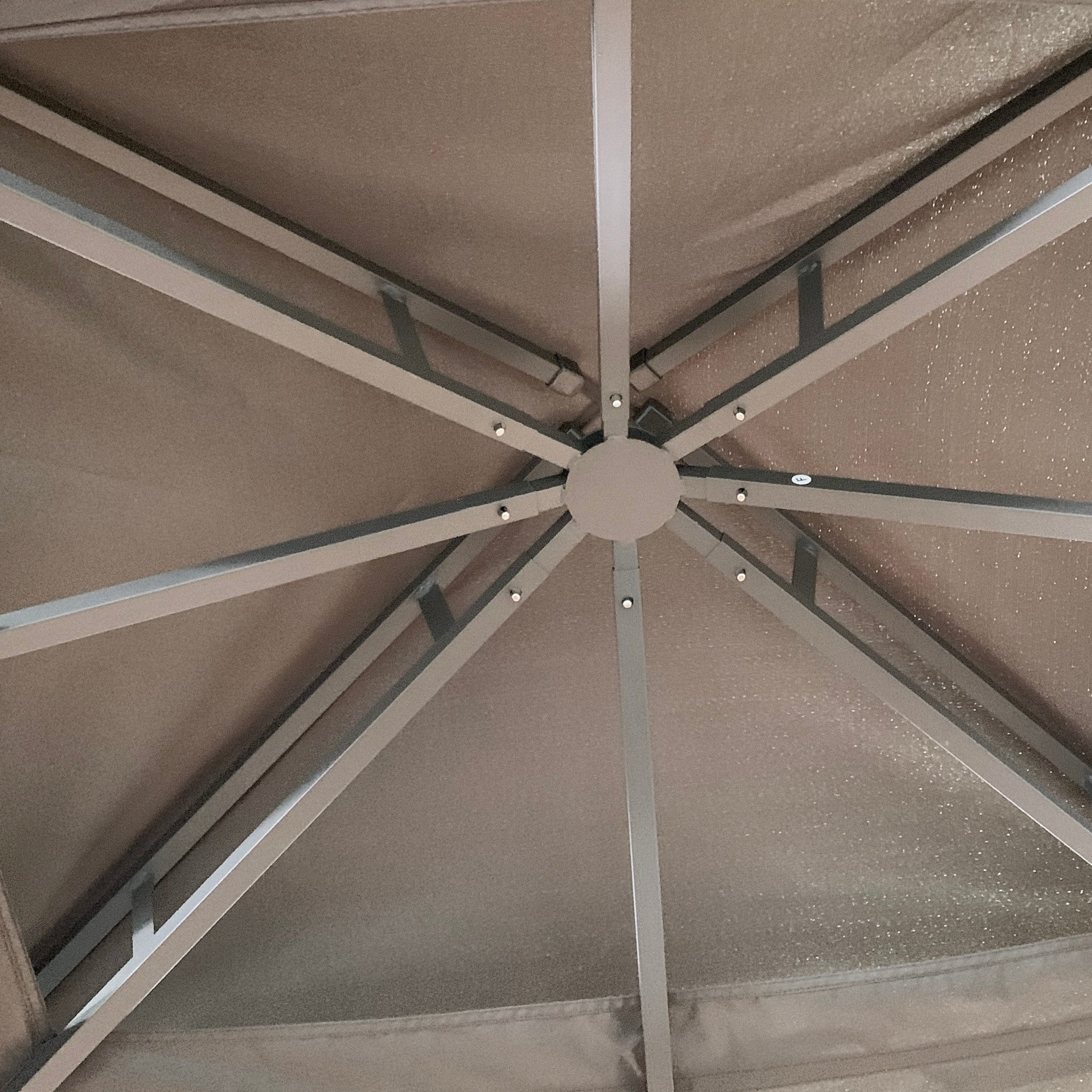 Garden Gazebo with Mosquito Net, Double Roof and Metal Frame, 3.7x3m Brown and Beige