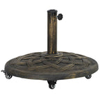 Outsunny 20kg Round Resin Umbrella Base with Wheels and Brakes, Bronze