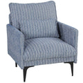 HOMCOM Upholstered Linen-Effect Fabric Lounge Chair with Armrests, Lumbar Cushion and Wide Seat, Blue