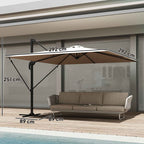 Outsunny 3x3m Off-Center Garden Umbrella with Cross Base and Cover, Aluminum, Khaki