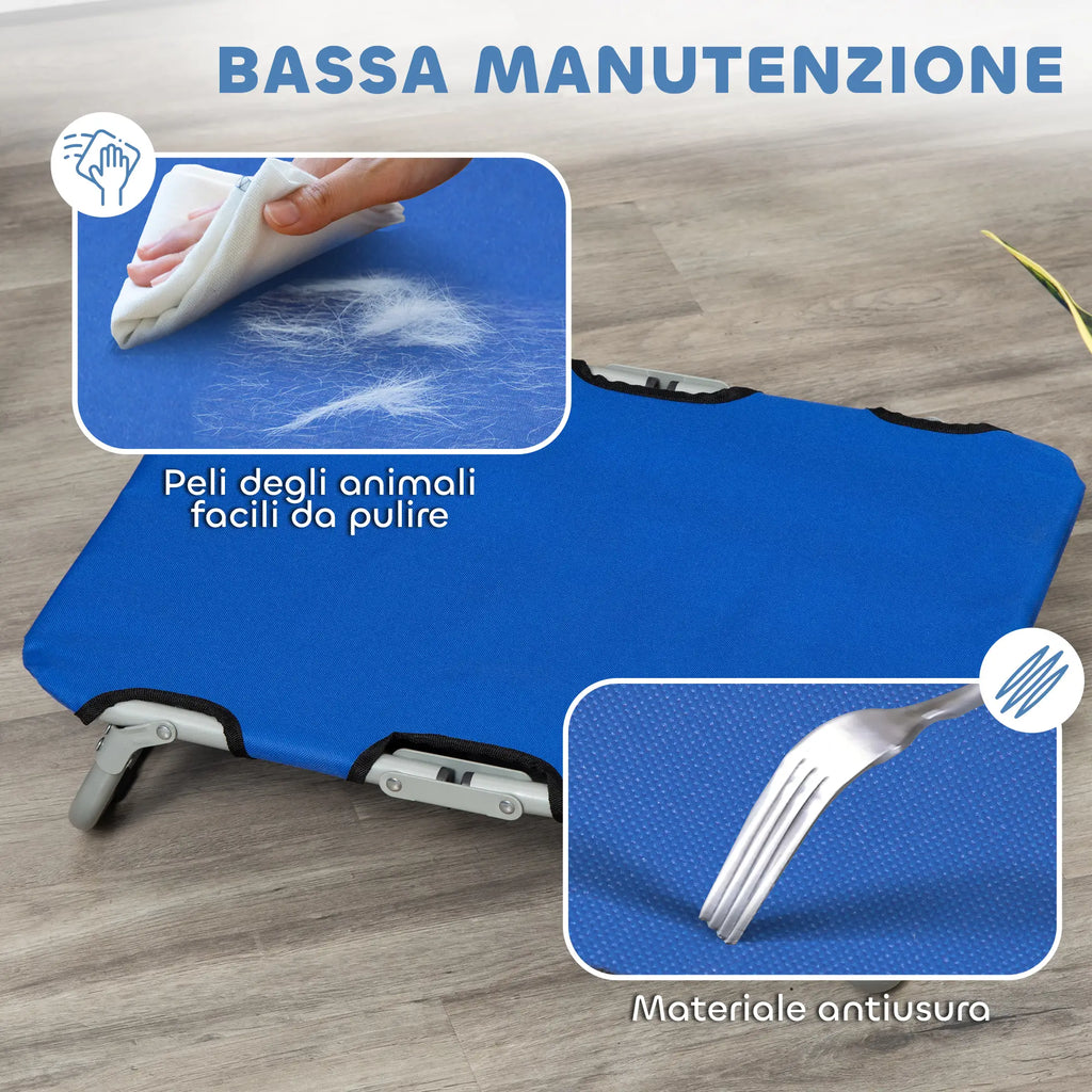 Raised and Foldable Dog Bed for Indoor and Outdoor Use, 59x46x15 cm, Blue - Borge' Group Limited