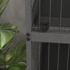 Rodent Cage with 4 Multi-Level Entrances and Hammock, Metal and PP, 80x52x128 cm, Silver and Grey
