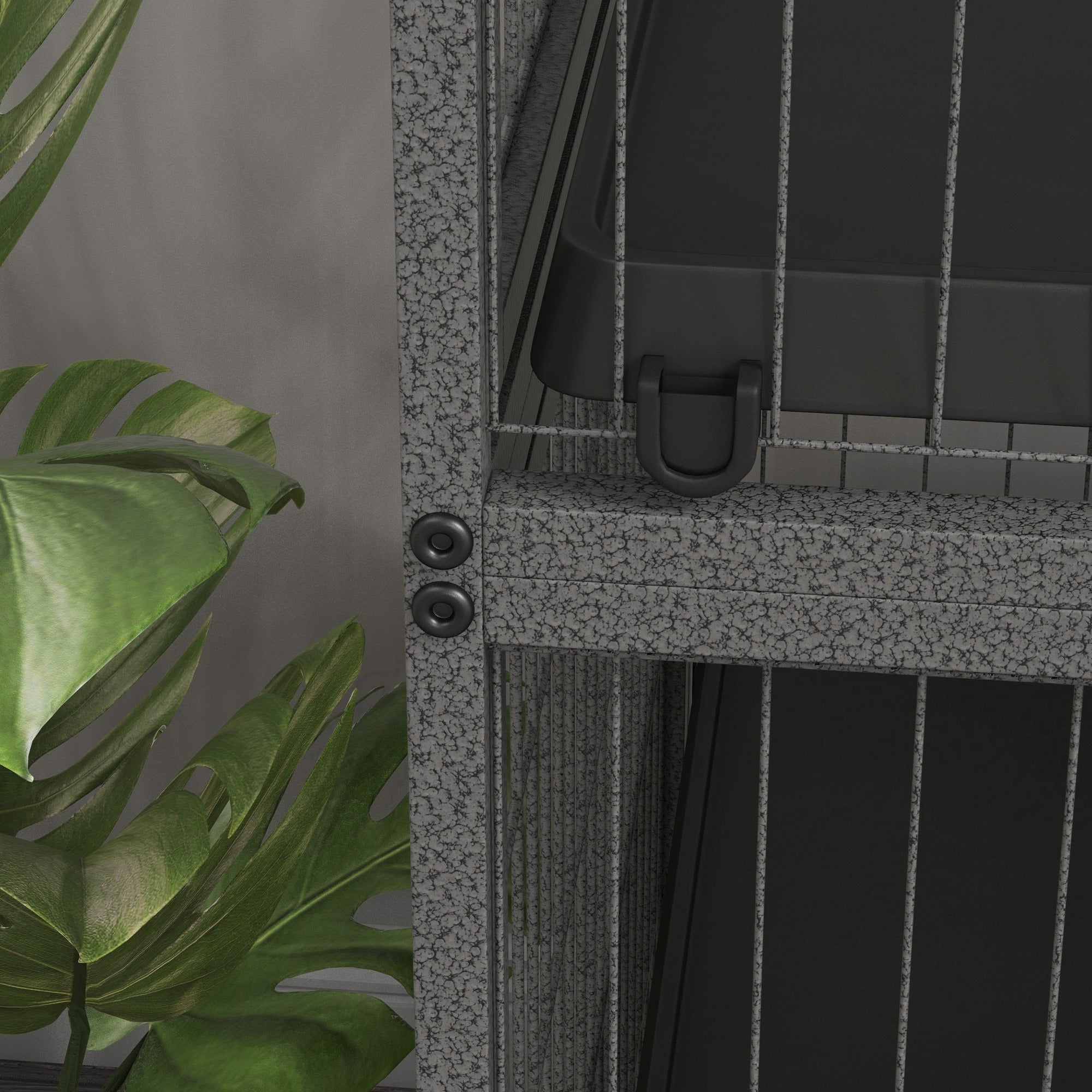 Rodent Cage with 4 Multi-Level Entrances and Hammock, Metal and PP, 80x52x128 cm, Silver and Grey