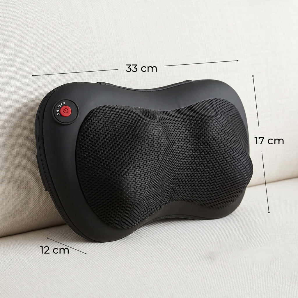 HOMCOM Back and Neck Massage Cushion with Heating and 4 Shiatsu Nodes, for Home, Office, Car, Black