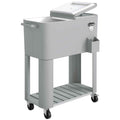 Outsunny Portable Fridge 76 L with Wheels and Bottle Opener, 92 x 39 x 81 cm, Silver