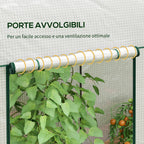 2m² Garden Greenhouse, 2 Roller Doors, 140g/m² Anti-UV PE Cover, 2x1x1.78m, White