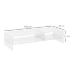 24" Max PC Monitor Stand with 2 Open Shelves, Transparent Acrylic, 50.8x19x12 cm