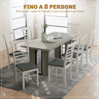 Industrial Style Dining Table for 8 People Max, in Wood and Steel, 180x80x75 cm, Grey