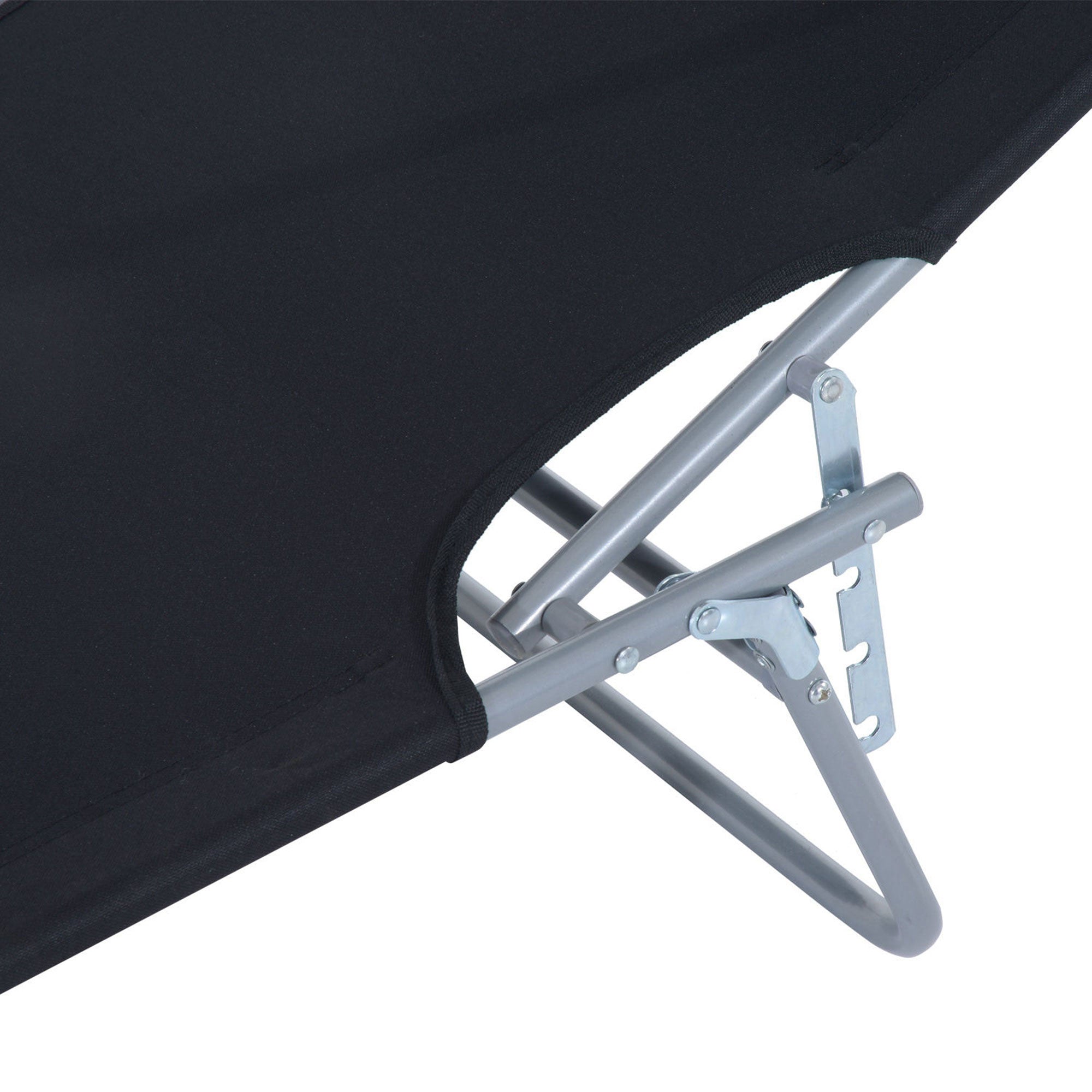 Outsunny Folding and Adjustable Garden Sun Lounger with Black Fabric Canopy, 187x58x50 cm