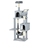 Pawhut for cats with hammocks, cot and 2 houses, in chipboard and plush, 55x49x177 cm, gray and white - Borgè