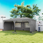 Outsunny 3x6m Folding Gazebo with Walls and Adjustable Height, UV Protection 50+, Light Grey