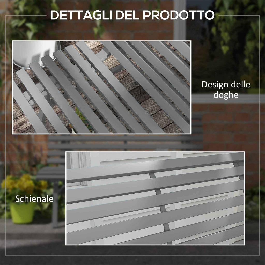 Outsunny 2-Seater Garden Bench with Aluminum Slats, 123x67x79 cm, Gray