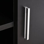 Classic Living Room TV Stand with 2 Shelves and 2 Cabinets, MDF and Stainless Steel, Black, 120x39.5x52cm