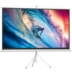 100" Foldable Projector Screen, 16:9 Format, Adjustable Tripod, 235.8 x 8 x 136 cm, White