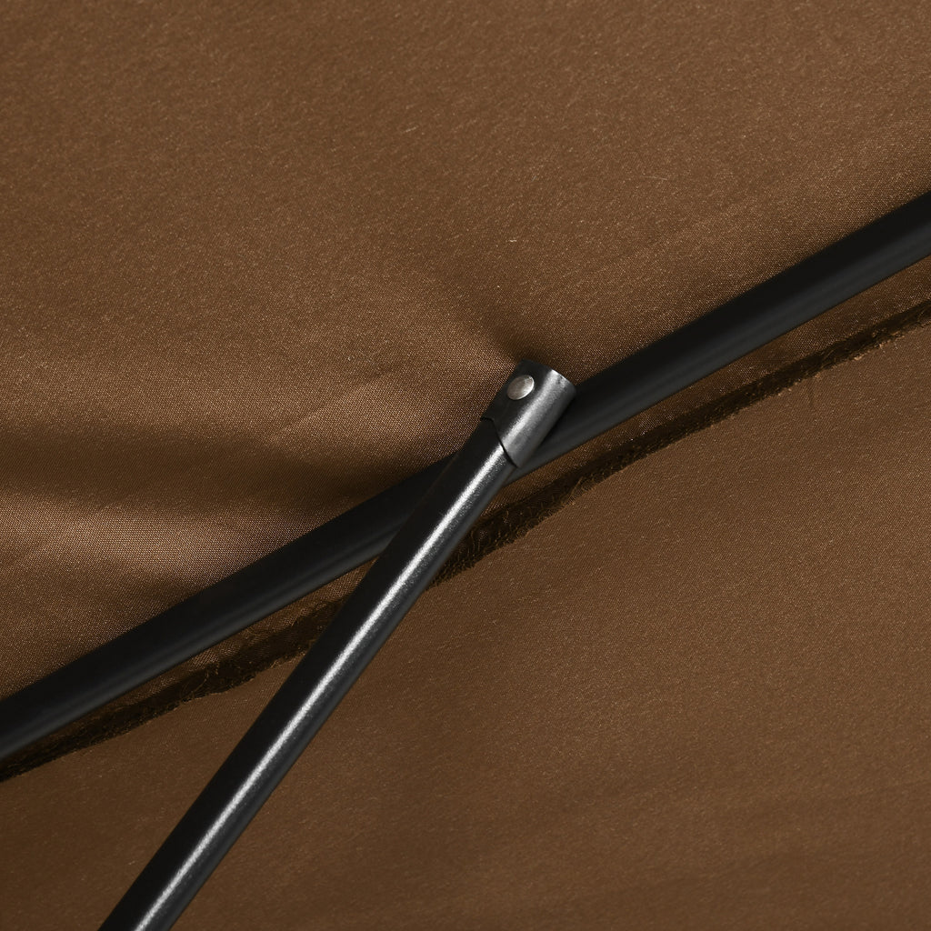 Outsunny 2x3m Rectangular Garden Umbrella with Crank and Adjustable Angle, Coffee