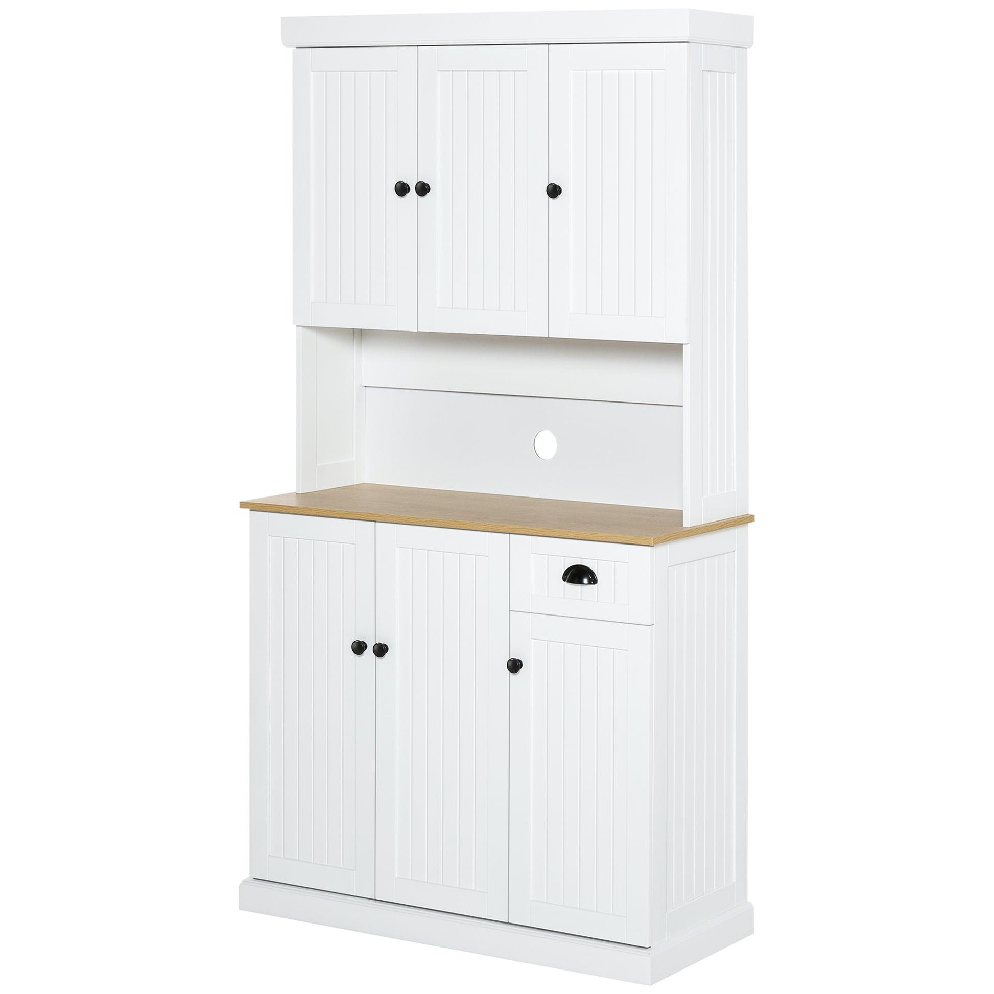 Homcom Mobile Pantry Wooden Kitchen With lockers and country style drawer, 101x39x180cm, white - Borgè