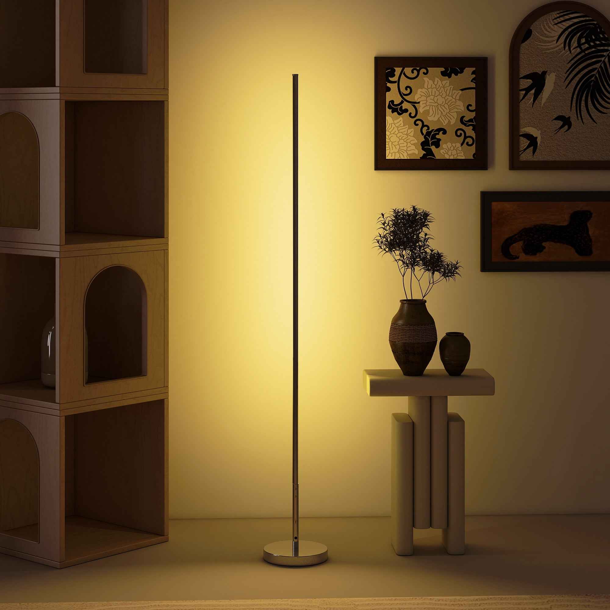 HOMCOM 150cm High LED Floor Lamp with Adjustable Color Temperature and Remote Control, Silver