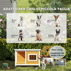 Outdoor Dog Kennel in Fir Wood with Covered Veranda and Tilting Roof, 85.5x62x60 cm, Multicolored