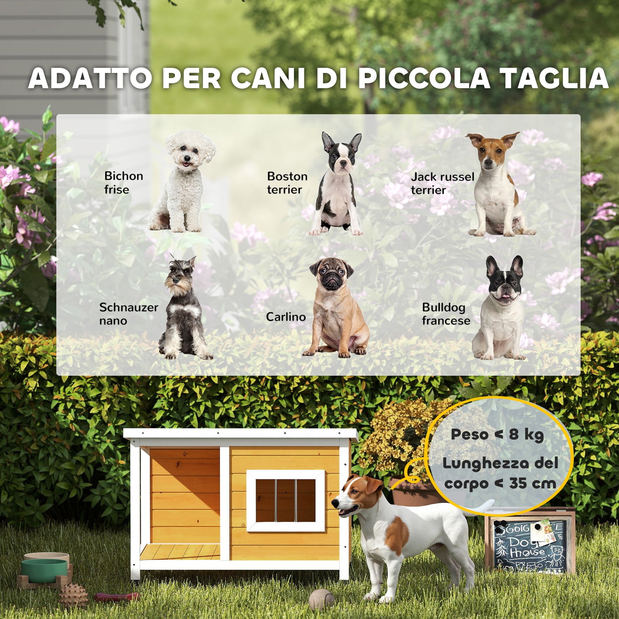 Outdoor Dog Kennel in Fir Wood with Covered Veranda and Tilting Roof, 85.5x62x60 cm, Multicolored
