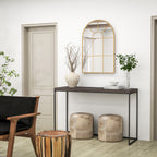 Arched Wall Mirror in Glass and Gold Metal with a Modern Style, 91x2x60 cm