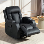 Heated Massage Recliner, 8 Massage Points and 3 Modes with Remote Control, PU Leather, Black