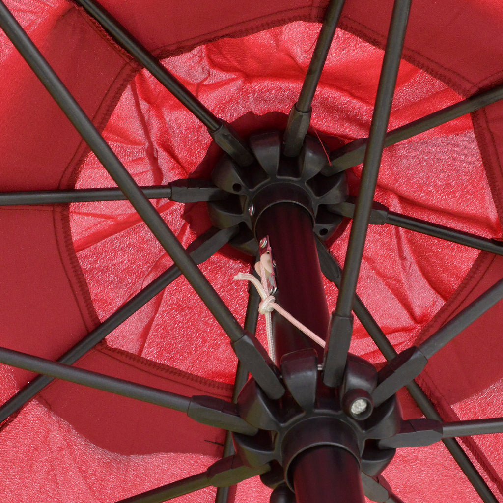 Round and Adjustable Umbrella with Crank, in Polyester, Metal and Fiberglass, Ø265x240 cm, Red and Black