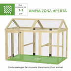 PawHut Outdoor Wooden Chicken Run with Multiple Doors and Metal Mesh, 140x88.5x106 cm, Wood Color