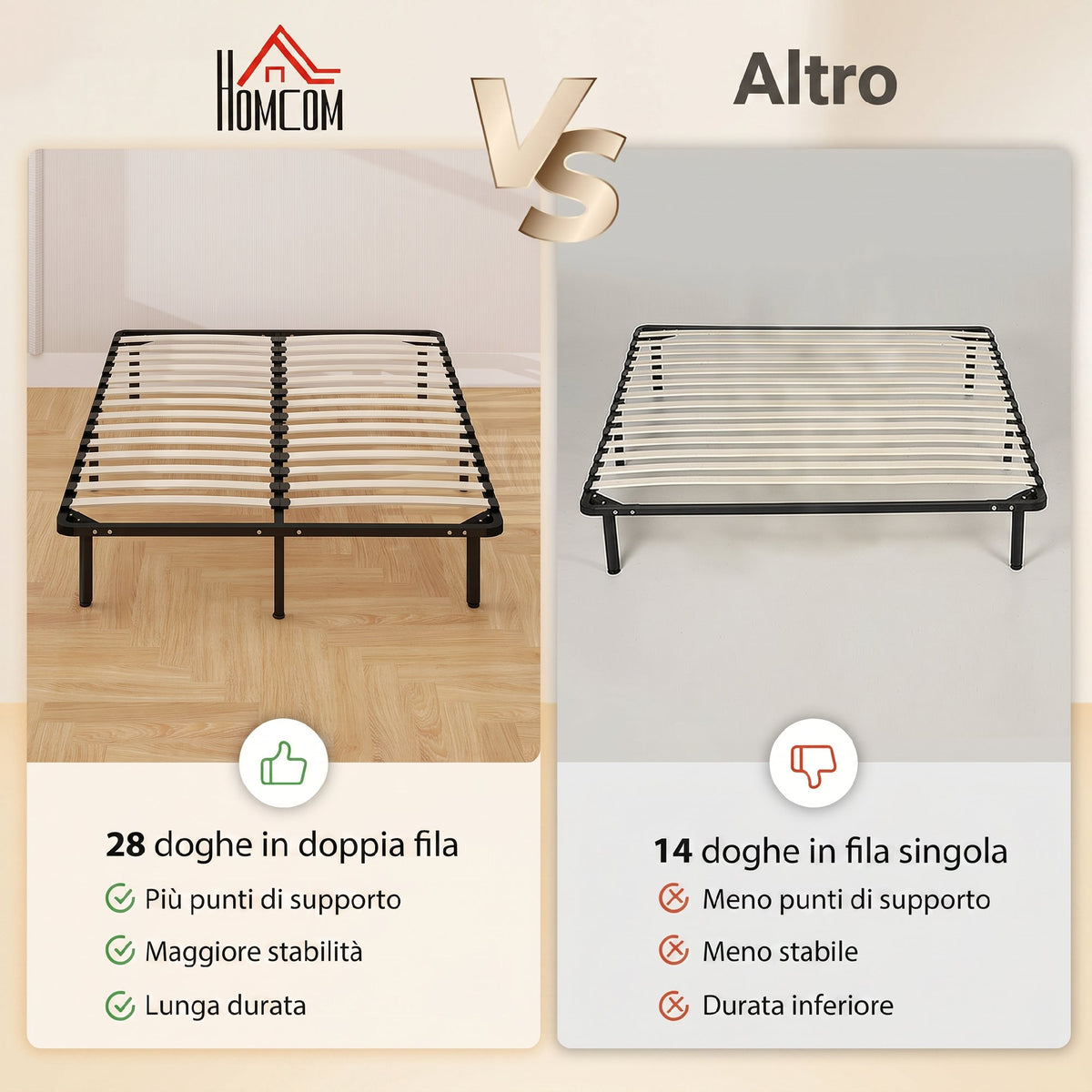 HOMCOM Industrial Double Bed with 28 Slats and Storage Space, in Wood and Steel, 190x140x31 cm, Black and Wood