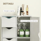 Bathroom Cabinet with 4 Drawers, 2-Tier Storage Cabinet with Cut-Out Handles, Wooden, 54x29x83 cm, White