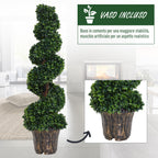 Outsunny 120cm Artificial Boxwood Spiral Indoor Plant, Indoor and Outdoor Artificial Plant with Pot Included, Fake Plant for Home, Office, Living Room, Garden Decoration, Green