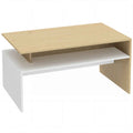 HOMCOM Two-Tone Coffee Table with Asymmetrical Shelf, 95x55x50 cm, Natural Wood and White