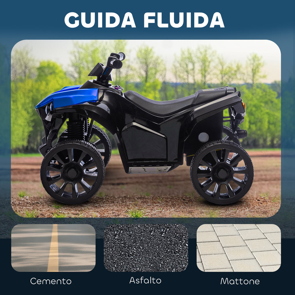 Kids Electric Quad Bike ATV with 6V Rechargeable Battery, LED Headlights and Music, Ages 3-8 Years, Blue