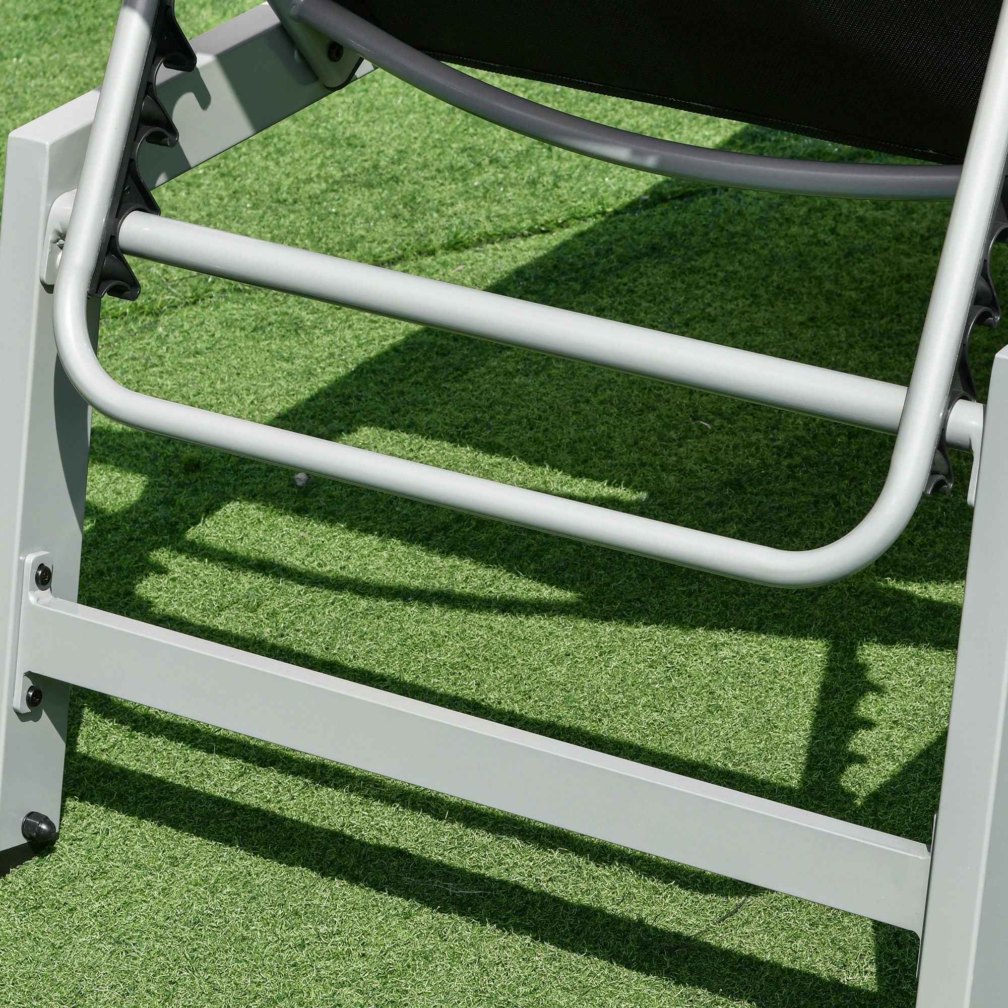 Outsunny Aluminum and Texteline Sun Lounger | Adjustable Backrest, Black and Gray, 2 Wheels | 169 x 65 x 102 cm