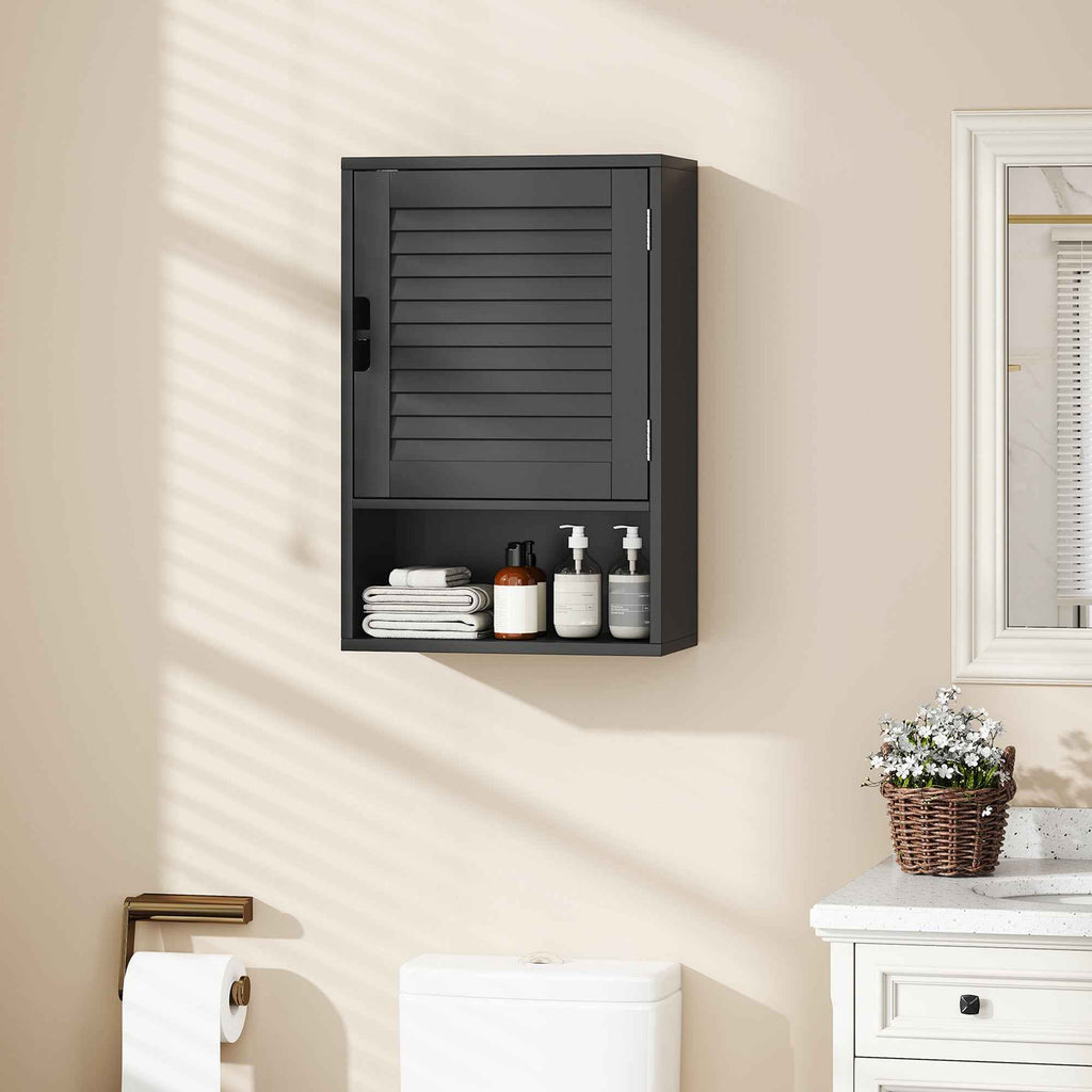 HOMCOM Wall-Mounted Bathroom Cabinet with Adjustable Shelf and Soft-Close Door, 40x20x60 cm, Black