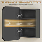 HOMCOM Mirrored Cabinet with 2 Adjustable Shelves, Wood and Glass, 40.2 x 10.2 x 50.9 cm, Black