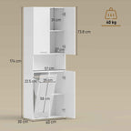 HOMCOM 2-Door Bathroom Cabinet with Drop-Leaf Laundry Basket and Open Shelf, 60x30x174 cm, Wood, White