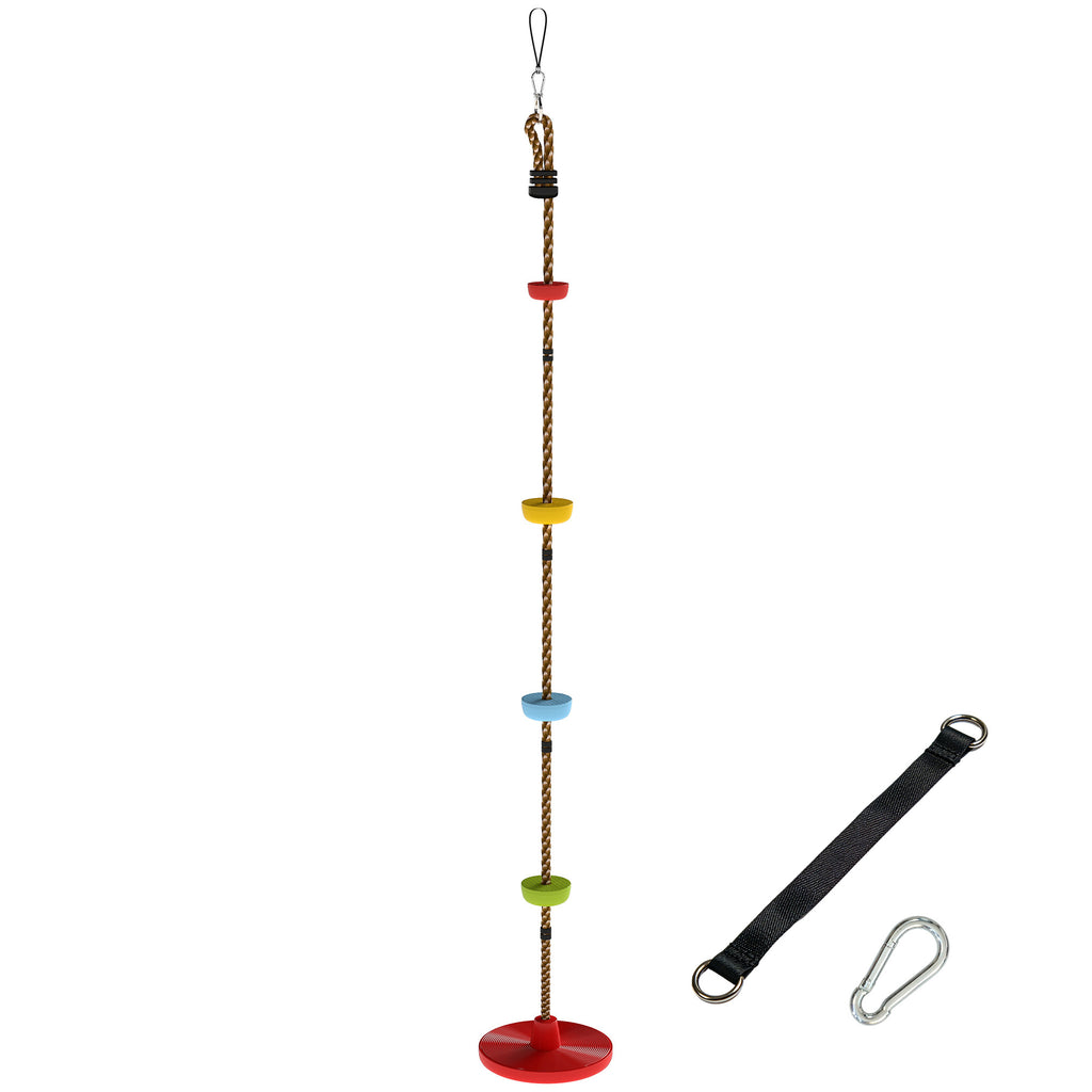 Children's Climbing Rope with Footrests and Disc Seat, in HDPE and PE, Ø30x4 cm, Red
