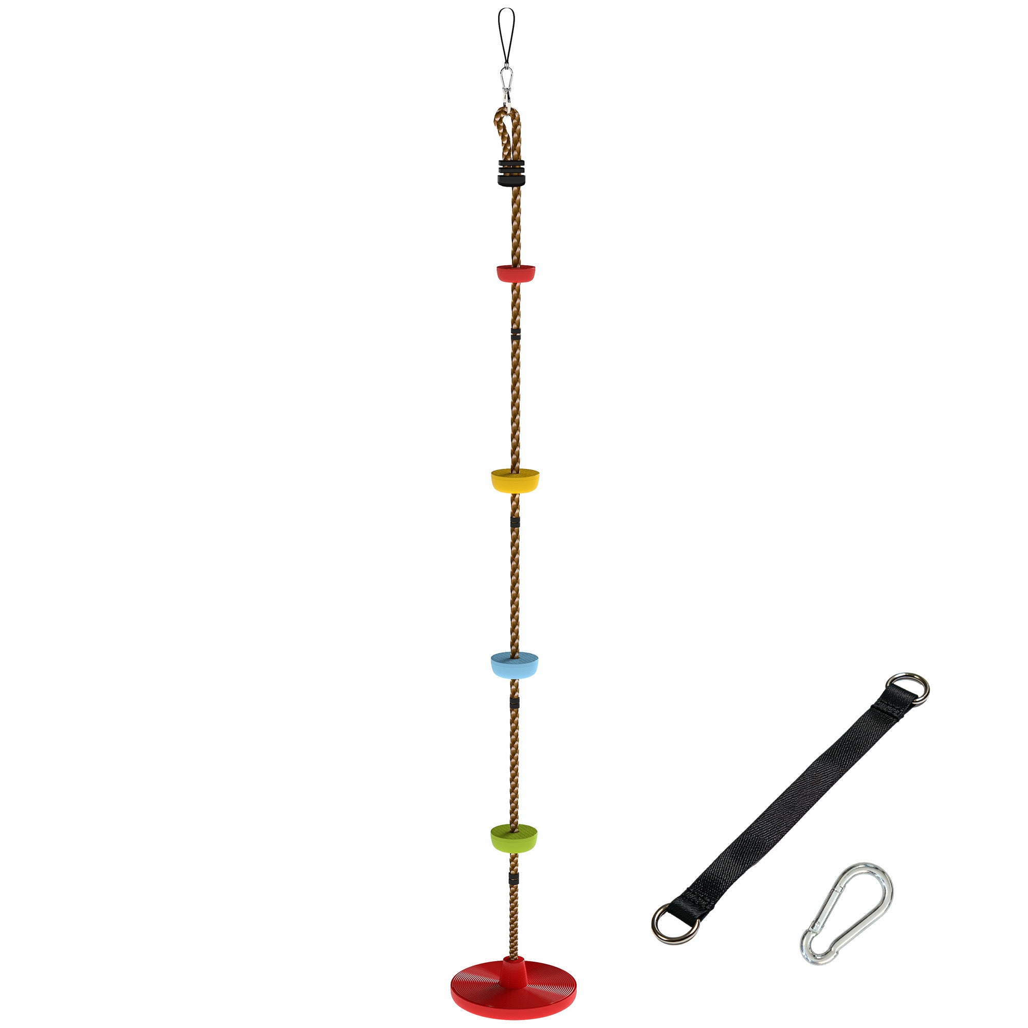 Children's Climbing Rope with Footrests and Disc Seat, in HDPE and PE, Ø30x4 cm, Red