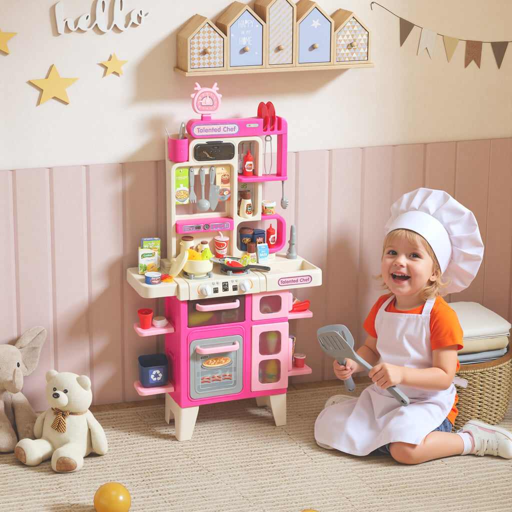 Toy Kitchen for Children 3-6 Years Old with 104 Accessories, Made of PP, PE and ABS, 52.5x22x100 cm, Pink