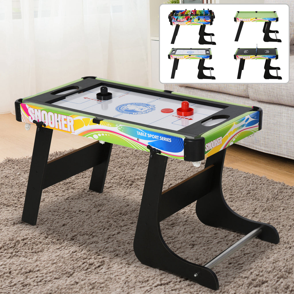 4 in 1 Folding Game Table for Foosball, Billiards, Air Hockey and Ping Pong, in MDF and Plastic