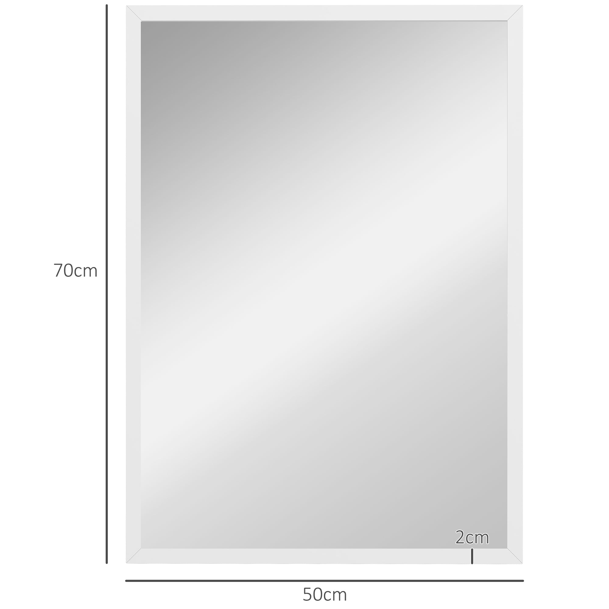 HOMCOM Rectangular Wall Mirror with Hooks, Glass and MDF, 50x70 cm, White