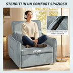 HOMCOM 3-in-1 Reclining Sofa Bed with Cushion, Chenille Upholstery, 88x84x87 cm, Grey
