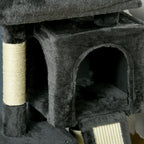 Scratching Tree for Cats with Sisal Poles, Bed and 2 Houses, 59x39x83cm, Dark Gray