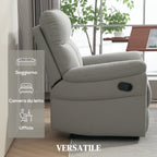 140° Reclining Chair with Footrest, in Microfiber, Foam and Metal, 84x91x102 cm, Grey