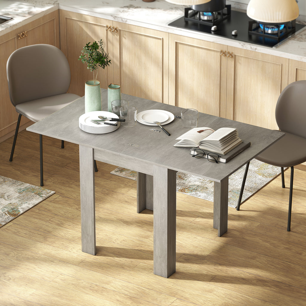 HOMCOM Extendable Dining Table for 4-6 People in Wood and Steel, 140x80x77.5 cm, Grey and Wood Color