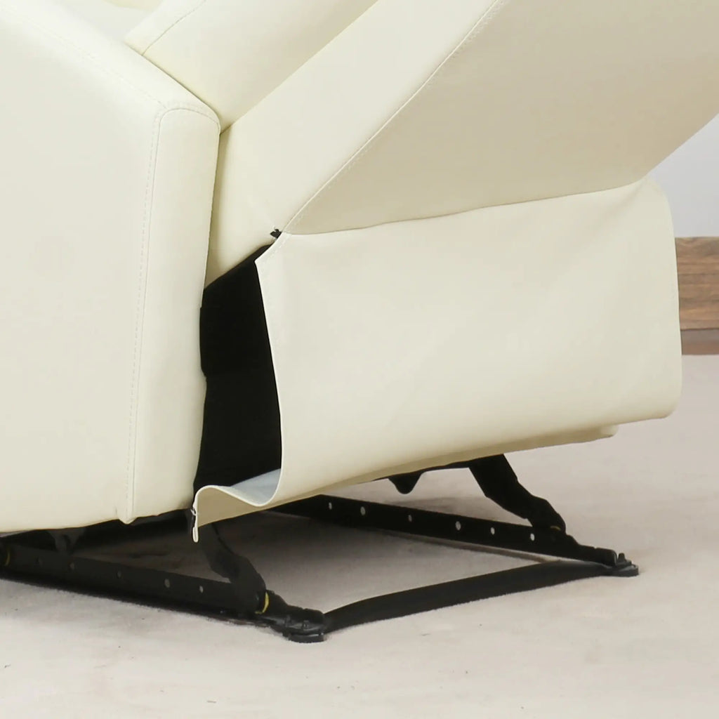 165° Reclining Relax Chair with Adjustable Footrest Ergonomic PU Leather, 65 × 92 × 100cm Cream