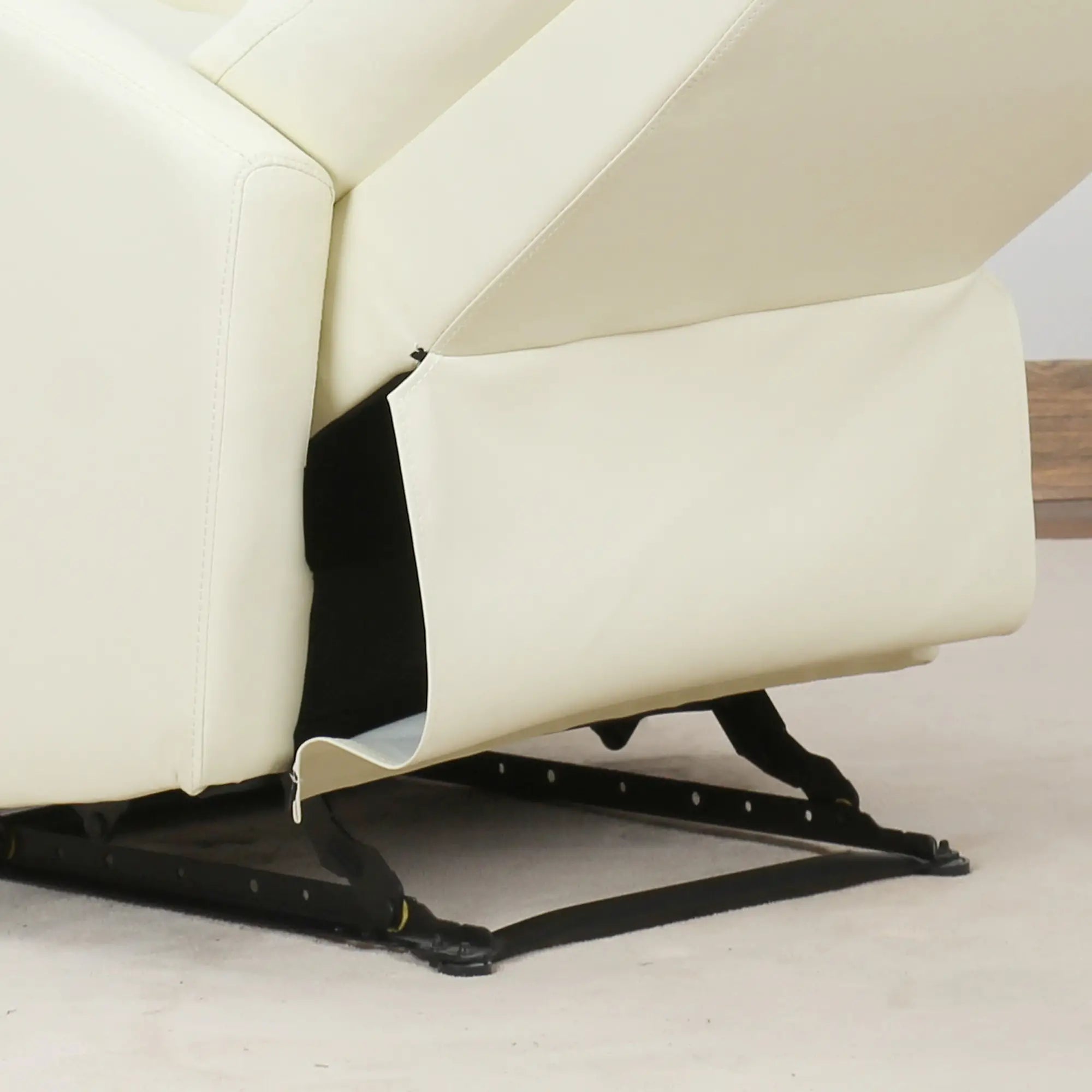 165° Reclining Relax Chair with Adjustable Footrest Ergonomic PU Leather, 65 × 92 × 100cm Cream