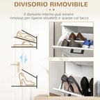 Modern Shoe Rack with 2 Tilting Drawers for 10 Pairs of Shoes and Adjustable Shelf, 54x24x82.5cm, White