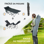 Folding and Padded Camping Cot with Storage Pocket, 188x64.5x53 cm, Gray